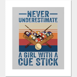 Never Underestimate A Girl With A Cue Stick Posters and Art